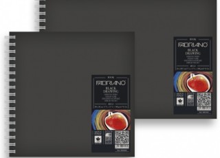 Альбом Fabriano Black Drawing book 15х15 на спіралі з чорним папером