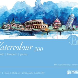 Склейка для акварелі Gamma Watercolour 25% бавовни 200 гр 15 аркушів 30х40