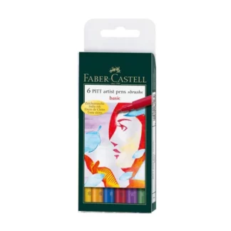 Набір капілярних ручок Faber-Castell "Pitt Artist Pen Brush" основні кольори 6 шт