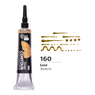 Контур універсальний, Золото, глітер, 20 мл, ROSA Talent 160