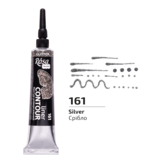 Контур універсальний, Срібло, глітер, 20 мл, ROSA Talent 161